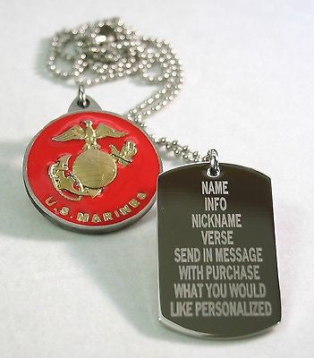 MARINE STAINLESS STEEL DOG TAG MILITARY STYLE, LOGO, PERSONALIZE - Samstagsandmore