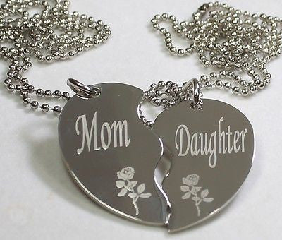 PERSONALIZED SPLIT HEART MOTHER DAUGHTER NECKLACE SET STAINLESS STEEL - Samstagsandmore