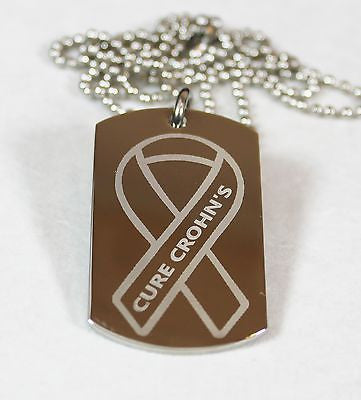 STAINLESS STEEL CURE CROHN'S DOG TAG NECKLACE PENDANT AWARENESS MEDICAL - Samstagsandmore