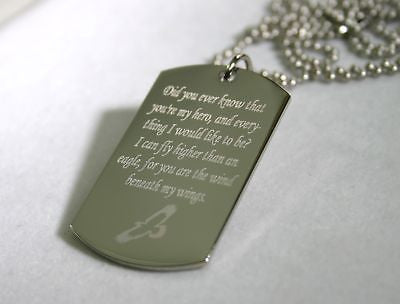 WIND BENEATH MY WINGS SOARING EAGLE STAINLESS STEEL DOG TAG NECKLACE - Samstagsandmore