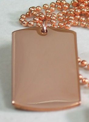 SOLID PURE COPPER HEAVY DUTY POLISHED DOG TAG NECKLACE PENDANT FREE ENGRAVE - Samstagsandmore