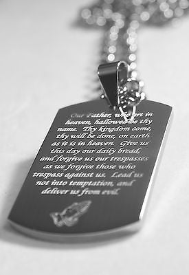 THE LORD'S PRAYER SOLID THICK STAINLESS STEEL HIGH SHINE DOG TAG NECKLACE - Samstagsandmore