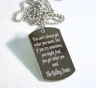 ROLLING STONES DOG TAG LYRIC NECKLACE - Samstagsandmore