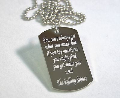 ROLLING STONES DOG TAG LYRIC NECKLACE - Samstagsandmore
