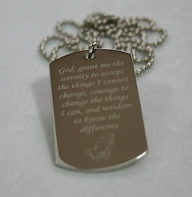 Cross / Serenity prayer dog tag necklace stainless steel - Samstagsandmore