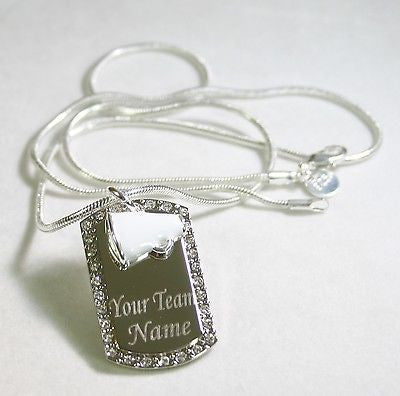 Cheerleading .925 necklace CZ pendant with white charm free engraving - Samstagsandmore