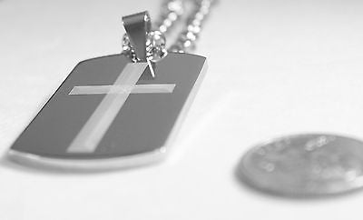 SERENITY PRAYER CROSS SOLID THICK STAINLESS STEEL HIGH SHINE DOG TAG NECKLACE - Samstagsandmore