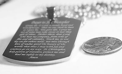 ST. CHRISTOPHER TRAVELERS PRAYER STAINLESS STEEL NECKLACE TAG THICK HEAVY - Samstagsandmore
