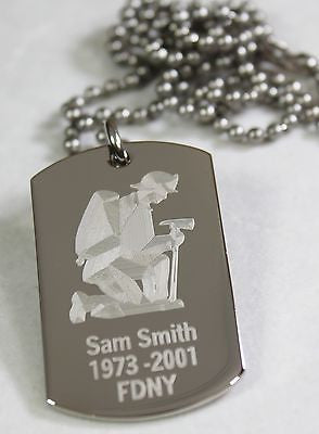 PERSONALIZED FIREFIGHTER DOG TAG NECKLACE STAINLESS STEEL FREE ENGRAVING - Samstagsandmore