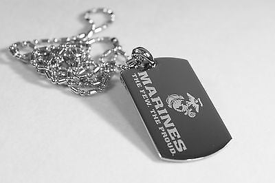 PERSONALIZED MARINE MILITARY STAINLESS DOG TAG AND SAUSAGE CHAIN - Samstagsandmore