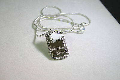 Cheerleading .925 necklace CZ pendant with white charm free engraving - Samstagsandmore