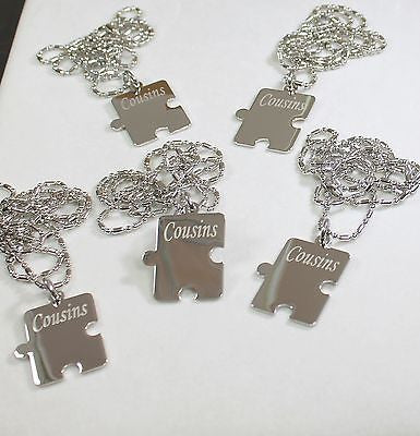 PERSONALIZED PUZZLE PIECES PENDANTS NECKLACE FOUR FAMILY COUSINS FRIENDS TEAM - Samstagsandmore