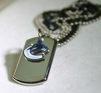 NHL VANCOUVER CANUCKS STAINLESS STEEL NECKLACE DOGTAG PENDANT ENGRAVE - Samstagsandmore