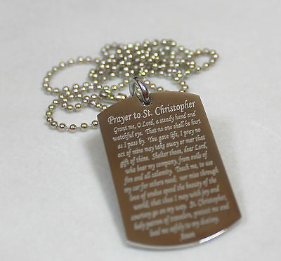 ST. CHRISTOPHER PRAYER RELIGION DOG TAG NECKLACE STAINLESS STEEL - Samstagsandmore