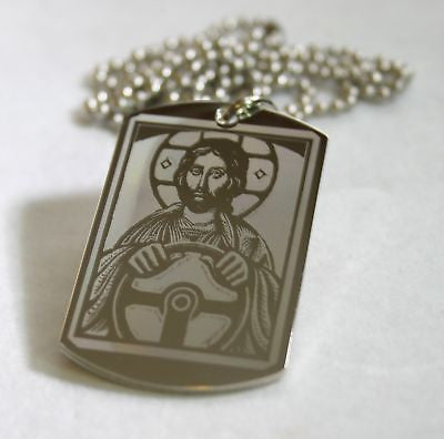 STAINLESS STEEL JESUS TAKE THE WHEEL RELIGIOUS PRAYER DOG TAG NECKLACE - Samstagsandmore