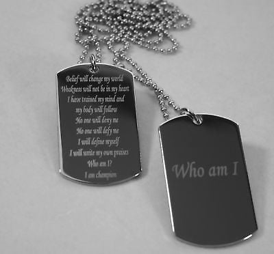 MOTIVATIONAL DOG TAGS MILITARY STYLE CUSTOM NECKLACE SOLID STAINLESS STEEL - Samstagsandmore