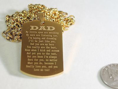 DAD, MOM, SISTER, BROTHER MESSAGE SPECIAL NECKLACE POEM DOG TAG STAINLESS STEEL - Samstagsandmore