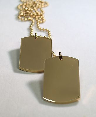 GOLD IPG PLATED PENDANT 2 DOG TAG SOLID STAINLESS STEEL MILITARY STYLE - Samstagsandmore