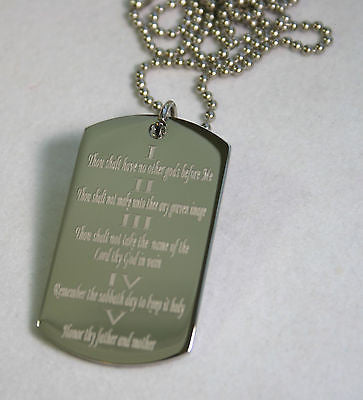 TEN COMMANDMENTS SOLID STAINLESS STEEL DOG TAG NECKLACE - Samstagsandmore