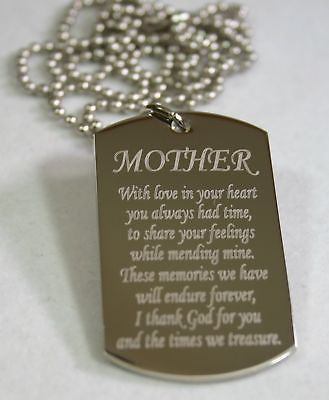 MOM MOTHER MESSAGE SPECIAL NECKLACE POEM DOG TAG STAINLESS STEEL - Samstagsandmore