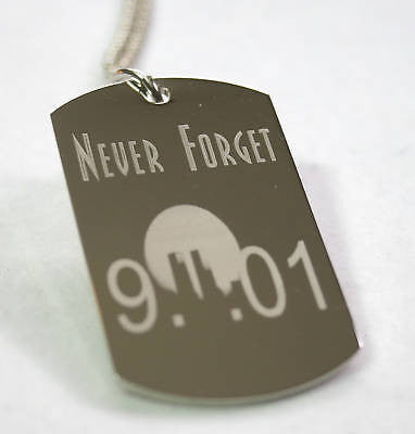 911 9-11 NEVER FORGET STAINLESS STEEL TAG NECKLACE MEMORIAL - Samstagsandmore