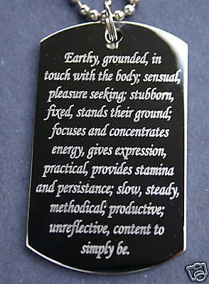 TAURUS ZODIAC SIGN TRAITS DOG TAG NECKLACE PENDANT - Samstagsandmore