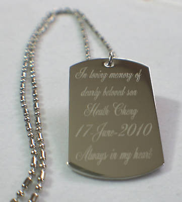 MEMORIAL DOG TAG NECKLACE CUSTOM PERSONALIZE stainless steel - Samstagsandmore