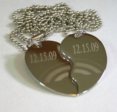 PERSONALIZED SPLIT HEART RAINBOW PENDANT NECKLACE SET STAINLESS STEEL - Samstagsandmore