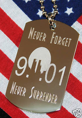 911 9-11 NEVER FORGET STAINLESS STEEL DOG TAG NECKLACE REMEMBER - Samstagsandmore