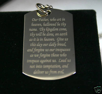 LORD'S PRAYER OUR FATHER AND CROSS 2S DOG TAG NECKLACE STAINLESS STEEL - Samstagsandmore