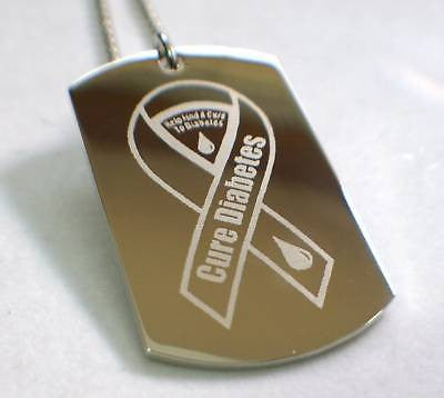 STAINLESS STEEL MEDICAL/DIABETES SILVER TONE DOG TAG NECKLACE - Samstagsandmore