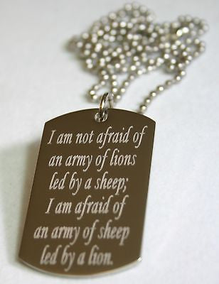 STAINLESS STEEL LION INSPIRATIONAL DOG TAG NECKLACE - Samstagsandmore