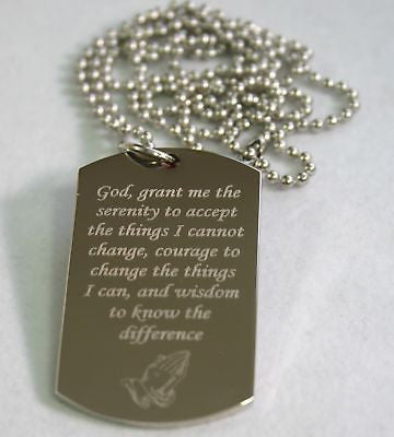 SERENITY PRAYER PEACE HOPE DOG TAG NECKLACE STAINLESS STEEL - Samstagsandmore