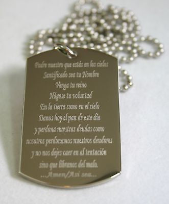 LORD'S PRAYER OUR FATHER SPANISH Oración del Señor española DOG TAG STAINLESS - Samstagsandmore