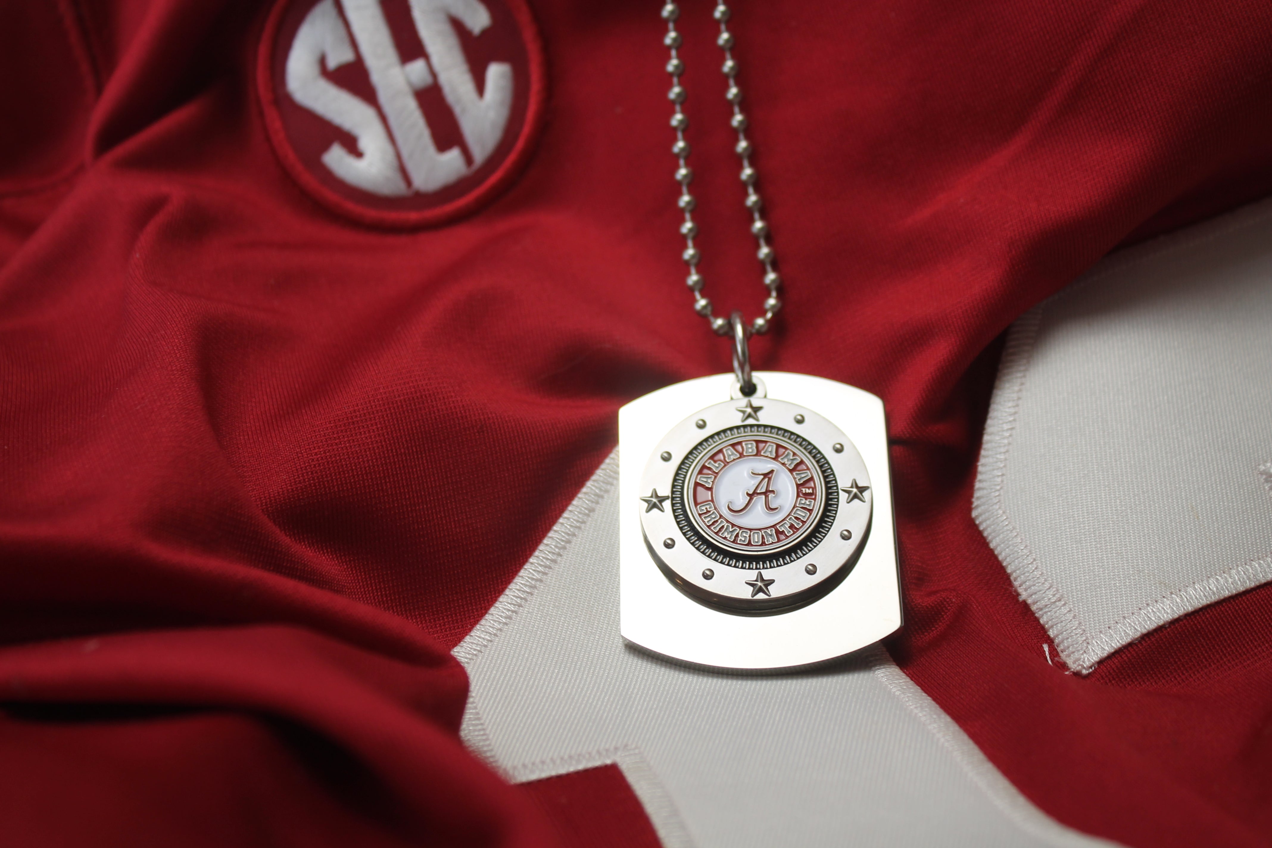 ALABAMA UNIVERSITY LOGO X LARGE DOG TAG STAINLESS STEEL NECKLACE STARS - Samstagsandmore