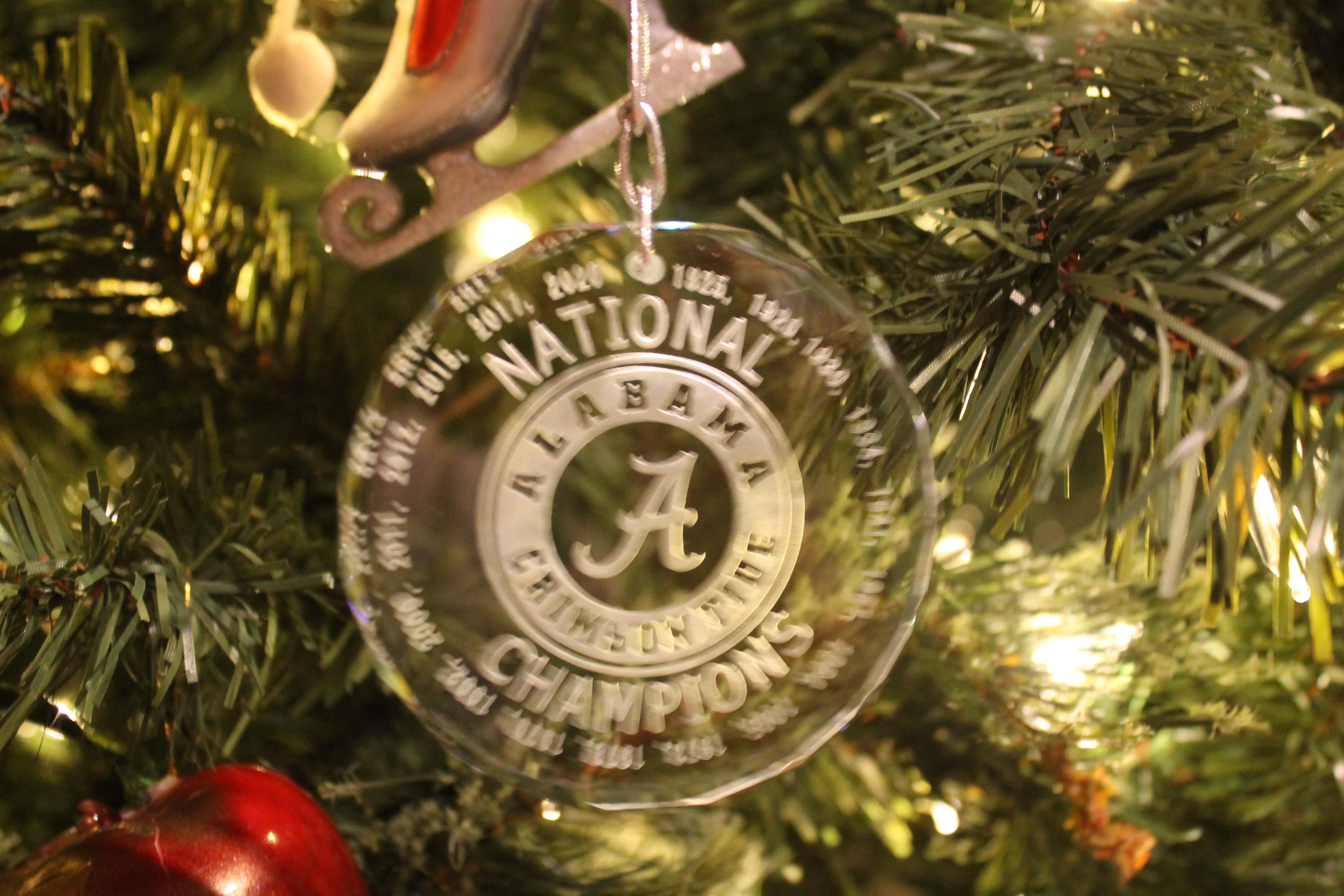 Alabama Crimson Tide National Champions 2020 18 All Years Crystal Ornament - Samstagsandmore
