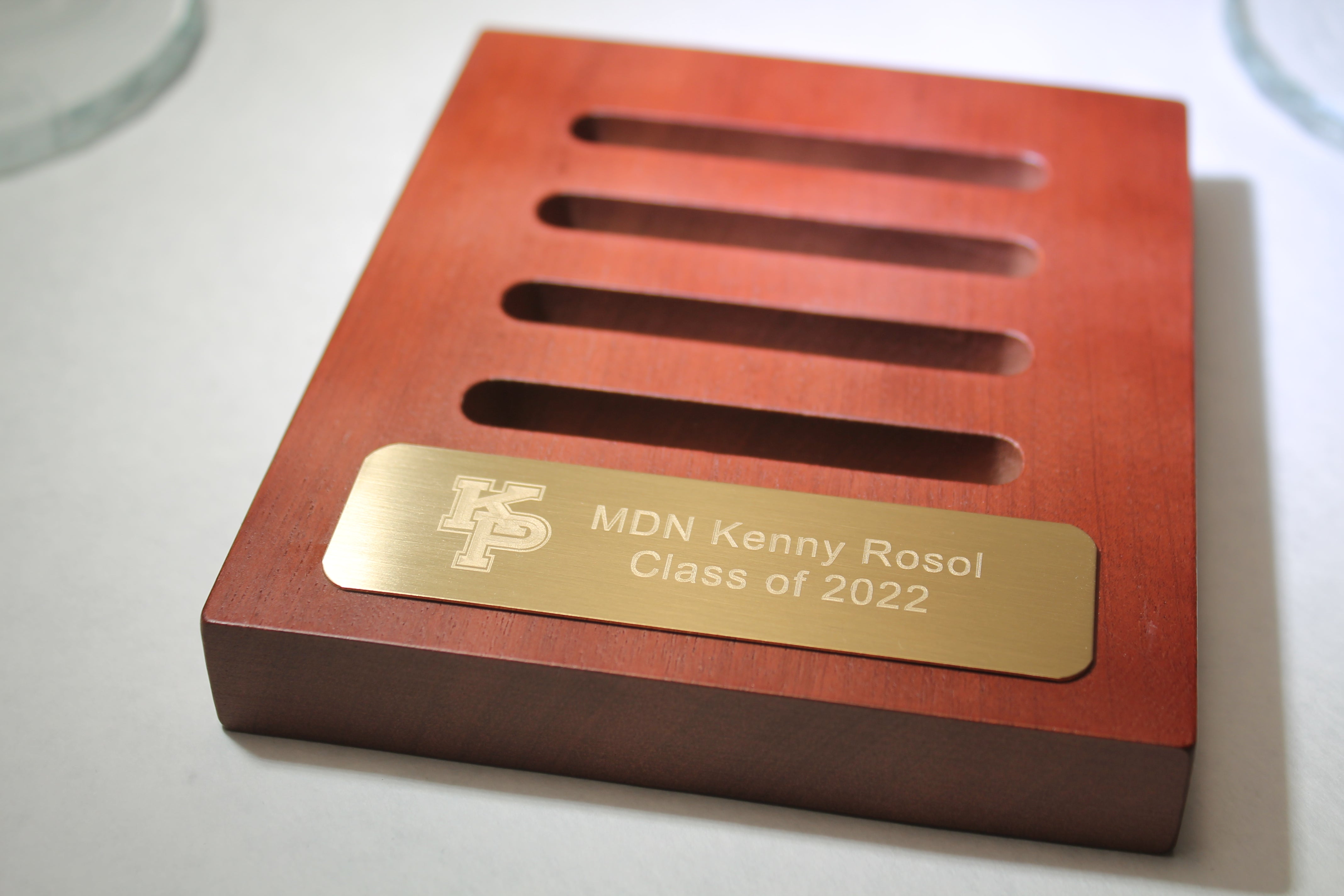 USMMA class of 2022 Custom K9 Faceted Edge Sand Carved Crystal Coasters in Wood Base with Brass Plate - FOUR designs