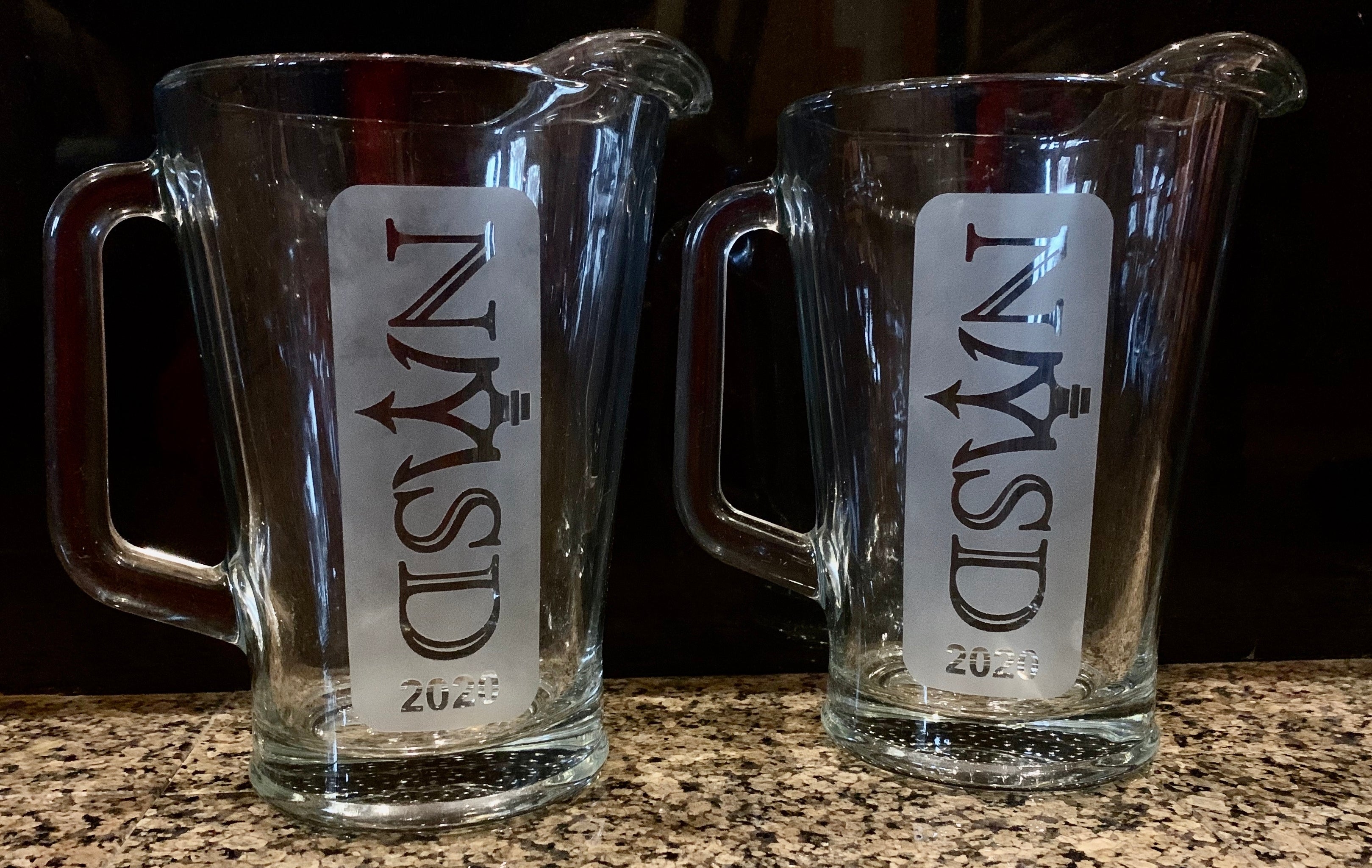 Heavyweight pitcher custom sand-carved 60 oz USNA USAFA USMMA USCGA USMA graduation commencement - Samstagsandmore