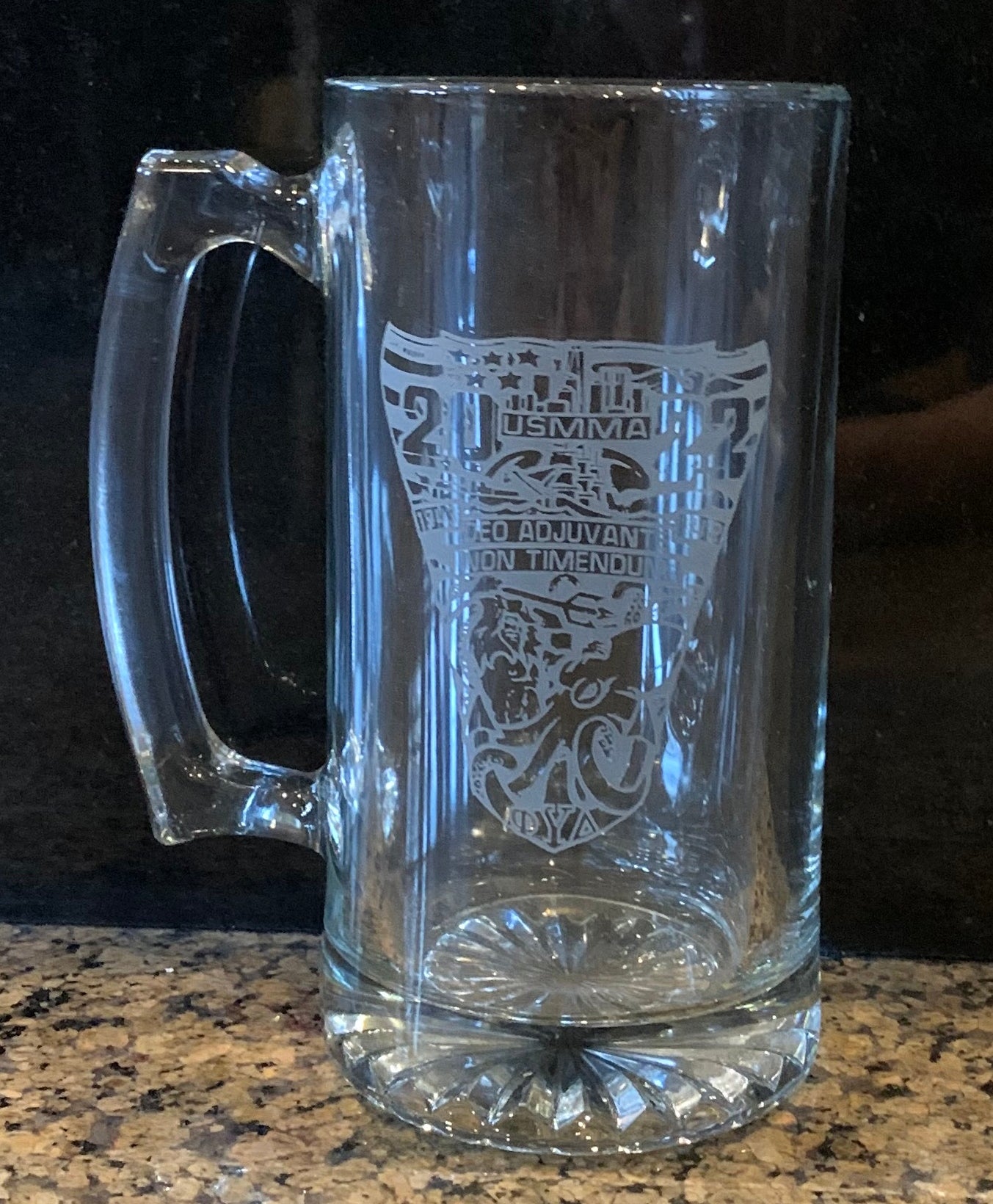Heavyweight 28.2 oz BEER MUG SET OF 4 custom sand-carved USNA USAFA USMMA USCGA USMA graduation commencement - Samstagsandmore
