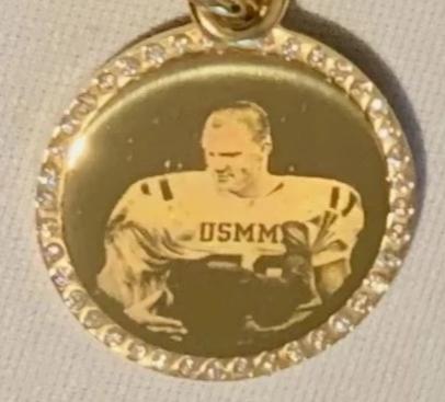 Photo Picture Tag Text CUSTOM ENGRAVED CZ BLING GOLD IPG STAINLESS STEEL ROUND NO CHAIN - Samstagsandmore