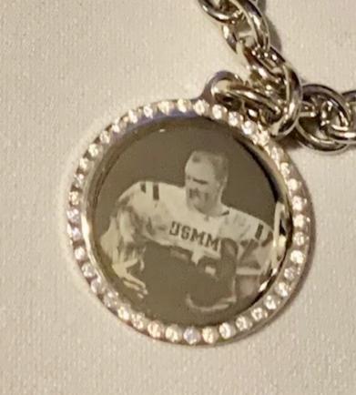 CUSTOM ENGRAVED CZ BLING SILVER TONE STAINLESS STEEL ROUND NO CHAIN - Samstagsandmore
