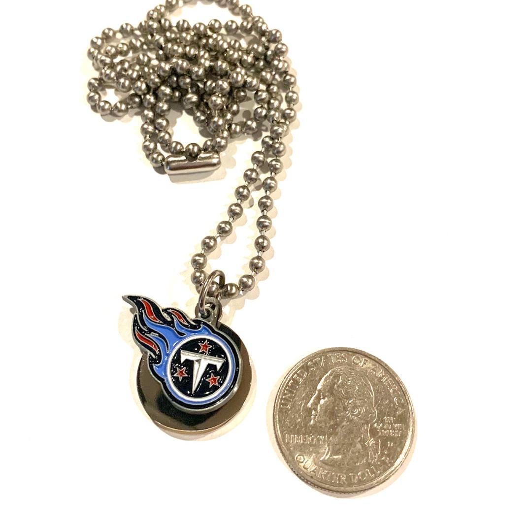 Tennesee Titans round small NFL stainless steel dog tag necklace ball chain pendant - Samstagsandmore