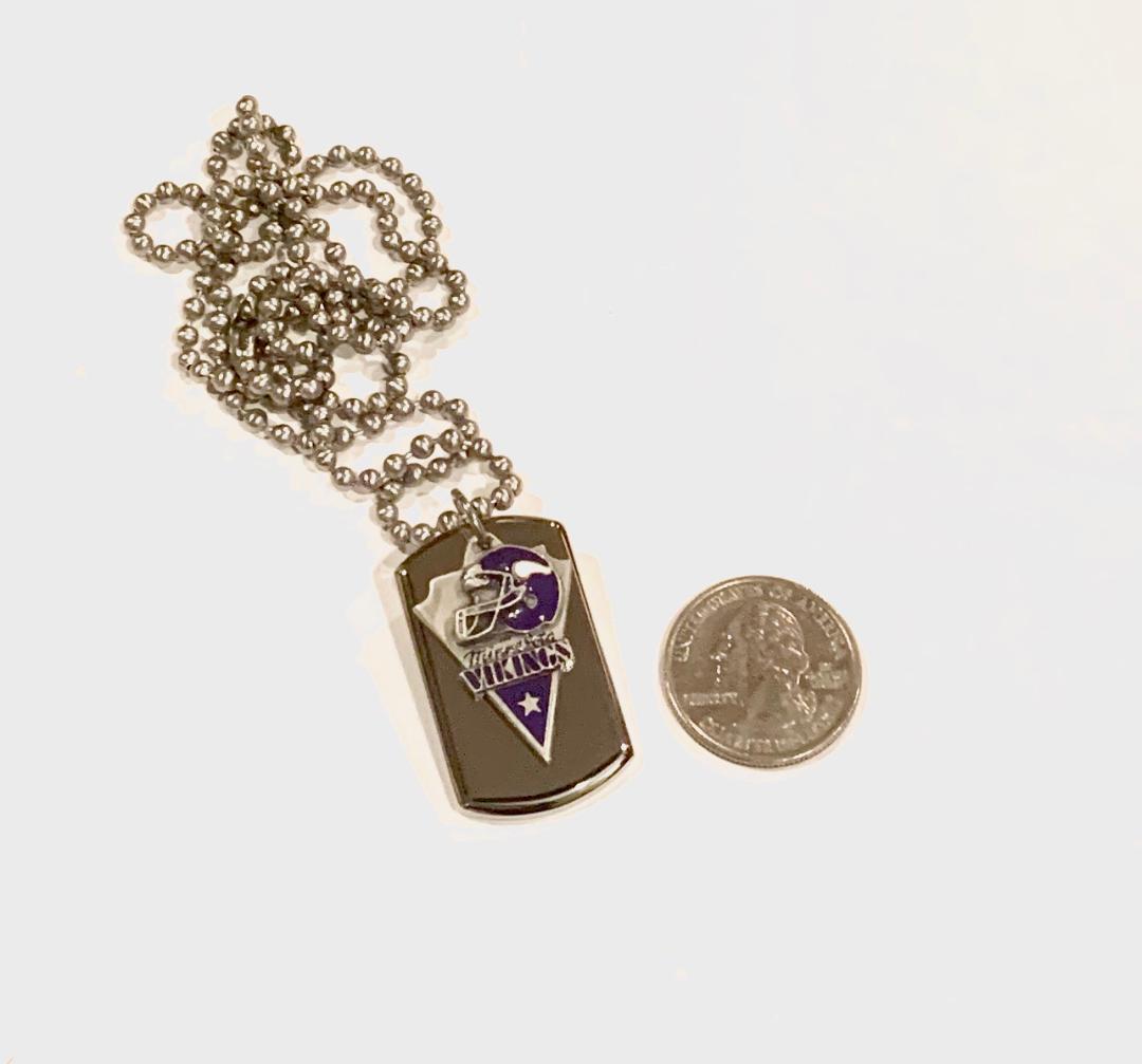MINNESOTA VIKING STAINLESS STEEL DOG TAG NECKLACE 3D BALL CHAIN - Samstagsandmore