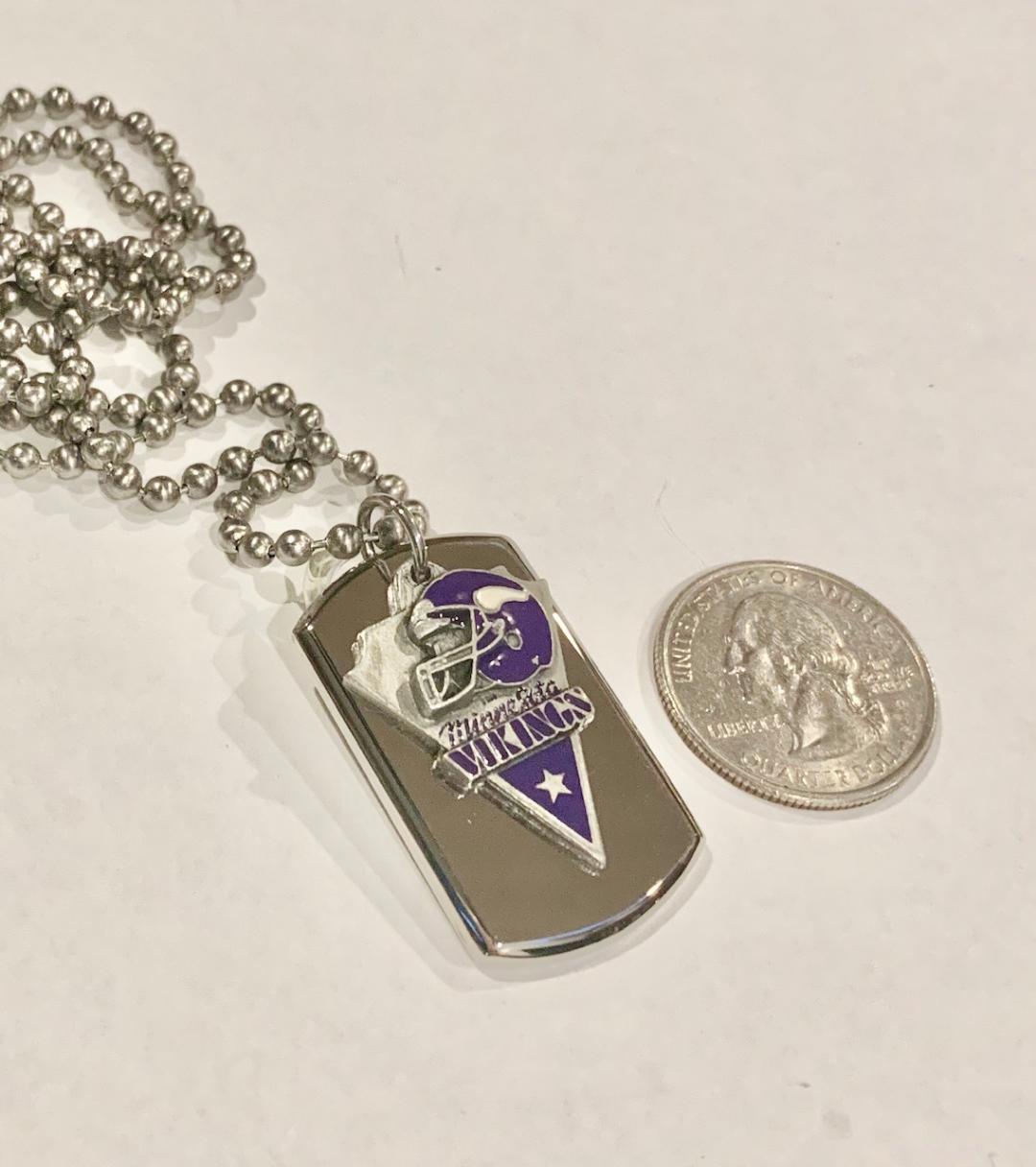 MINNESOTA VIKING STAINLESS STEEL DOG TAG NECKLACE 3D BALL CHAIN - Samstagsandmore