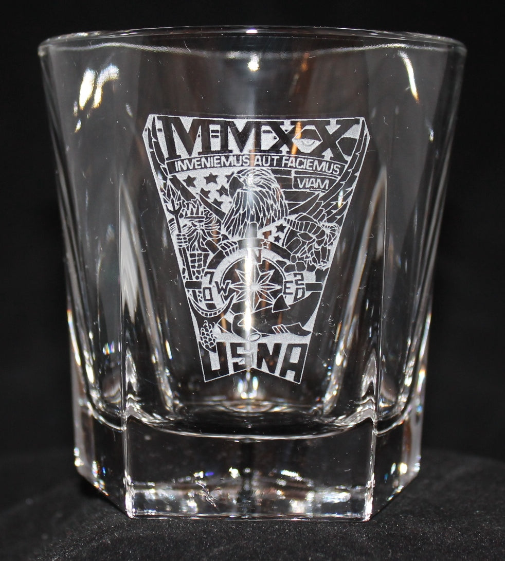 ROCKS GLASS 5-SIDED USNA USAFA USMMA SAND CARVED BOURBON WHISKEY SET OF 8 graduation commencement USCGA USMA - Samstagsandmore