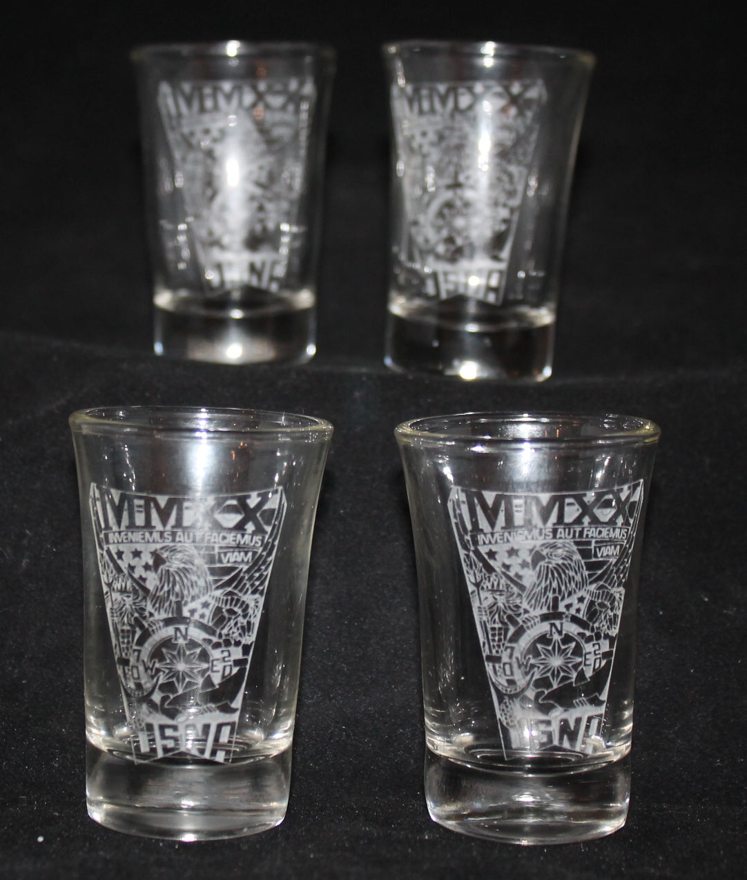 Custom 1.5oz Shot Glass USNA USMMA USAFA Sand Carved SET of 4 graduation commencement - Samstagsandmore