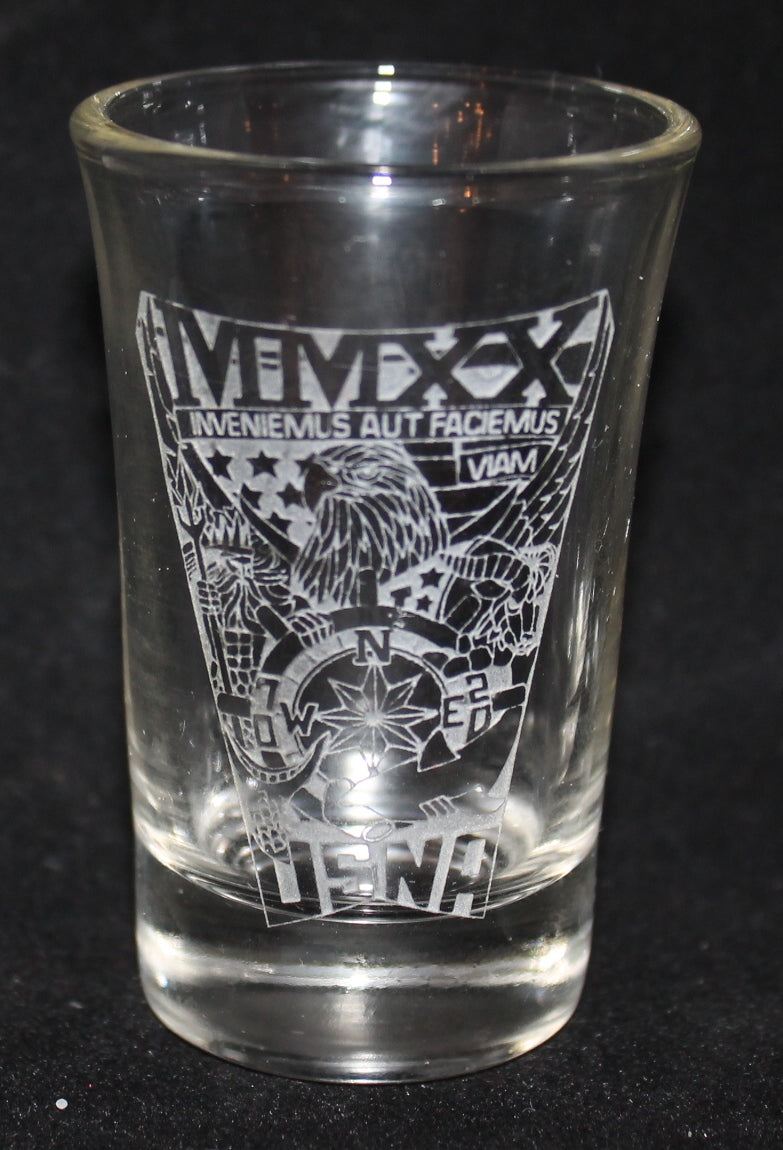 Custom 1.5oz Shot Glass USNA USMMA USAFA Sand Carved SET of 4 graduation commencement - Samstagsandmore