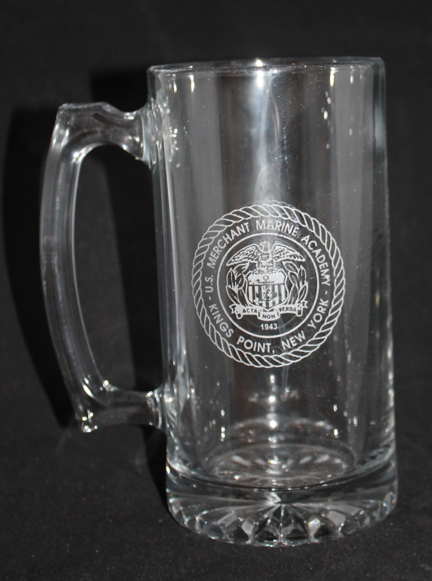 Heavyweight 28.2 oz BEER MUG SET OF 4 custom sand-carved USNA USAFA USMMA USCGA USMA graduation commencement - Samstagsandmore