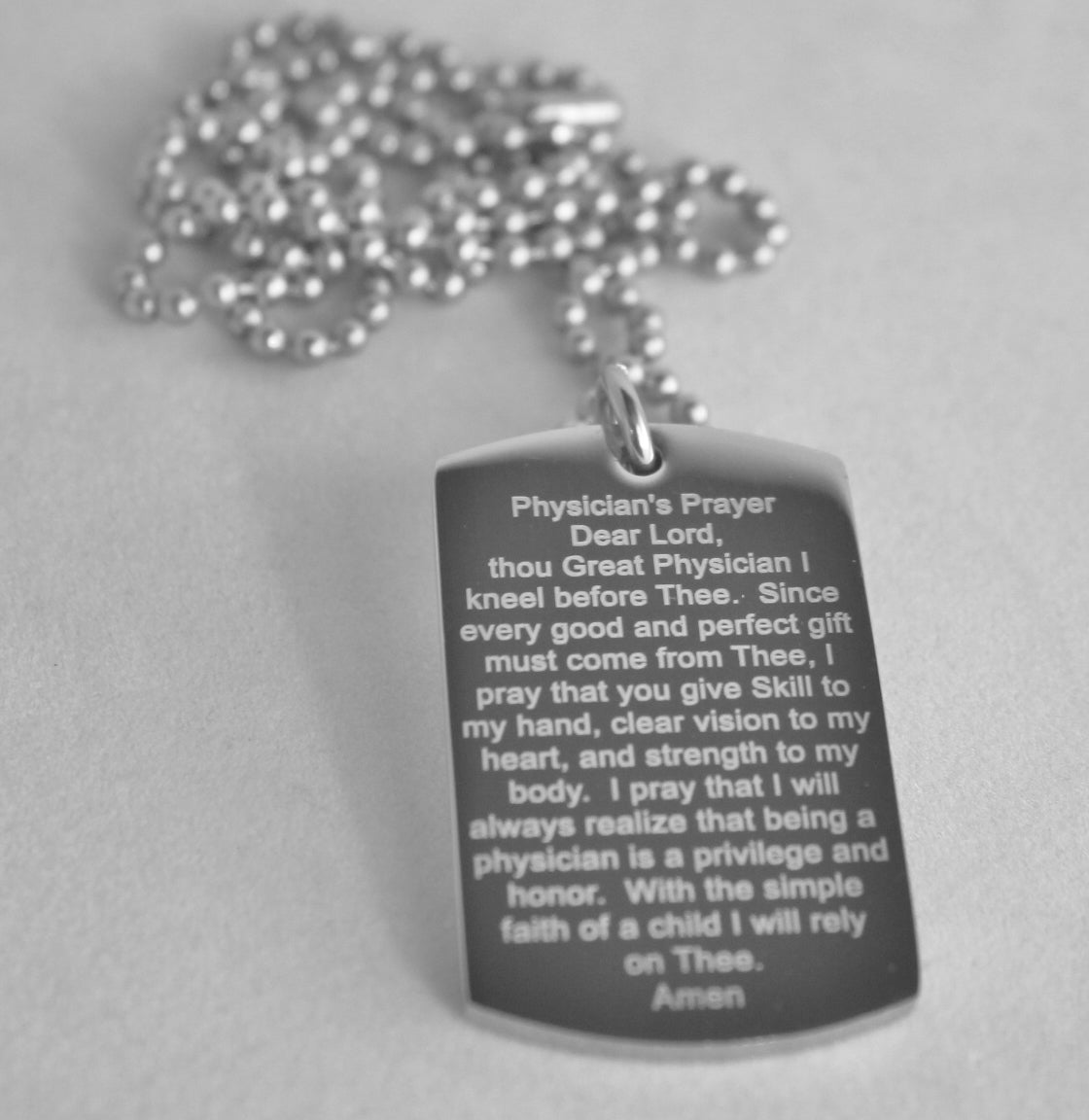 Physician Image and Physician Prayer Dog Tag Necklace Pendant - Samstagsandmore