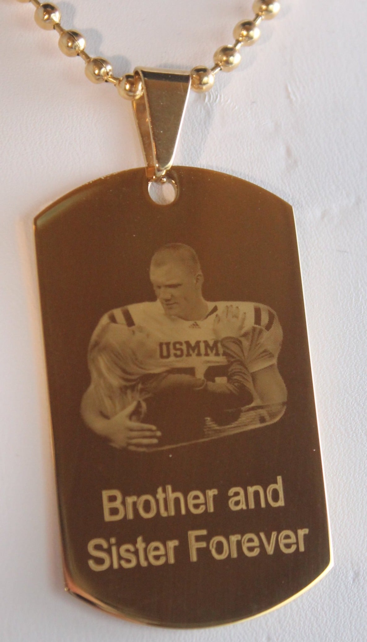 CUSTOM PERSONALIZED PICTURE PHOTO STAINLESS STEEL IPG GOLD DOG TAG NECKLACE ENGRAVE 1 SIDED gold2950photo1 - Samstagsandmore